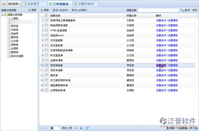 OA系統(tǒng)工作流報(bào)表的條件設(shè)置