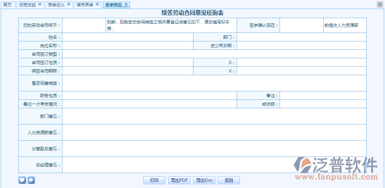 續(xù)簽勞動(dòng)合同審批表之流程表單模板設(shè)計(jì)案例