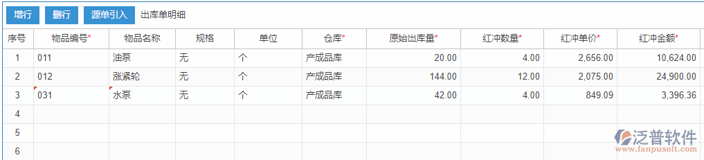 紅沖出庫明細手動錄入效果圖