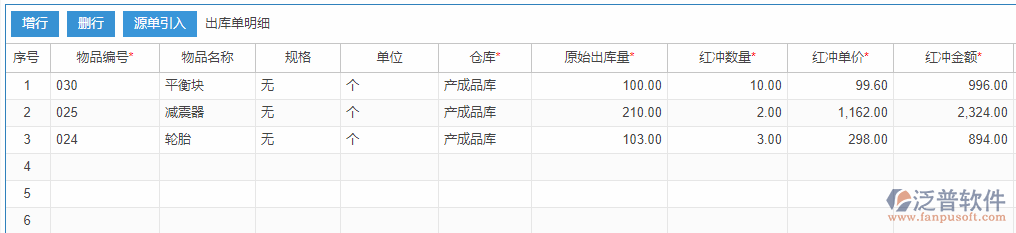 紅沖出庫明細效果圖