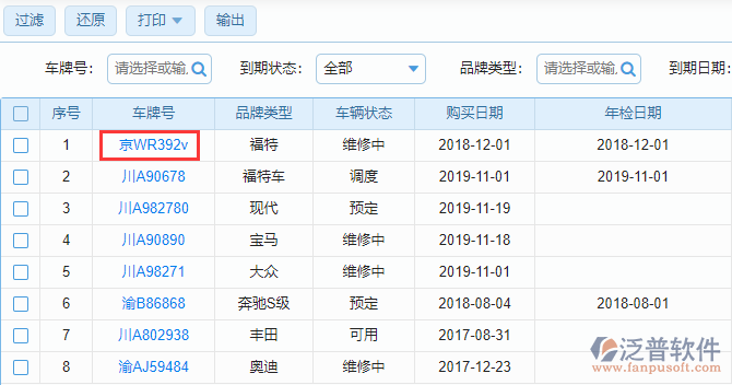 到期車輛聯查