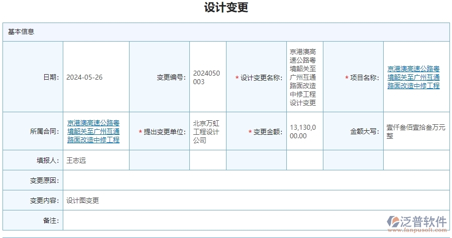 二、 泛普軟件-公路工程管理系統(tǒng)中設(shè)計(jì)變更為企業(yè)帶來的革新