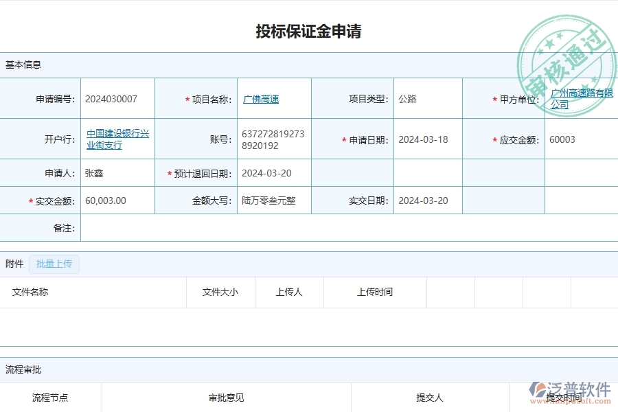 四、泛普軟件-公路工程管理系統(tǒng)在投標保證金匯總表中的應(yīng)用場景