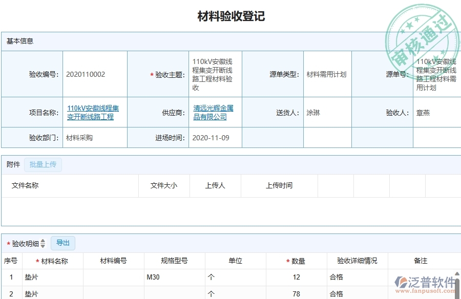 三、泛普軟件-機電工程企業(yè)在材料驗收登記中的框架設(shè)計思路