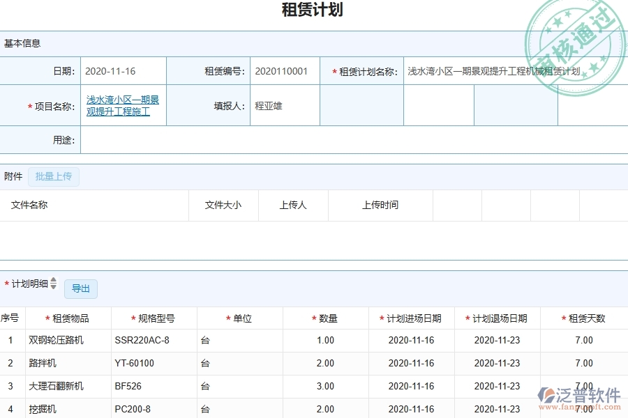 三、泛普軟件-園林工程管理系統(tǒng)中租賃管理的注意事項(xiàng)