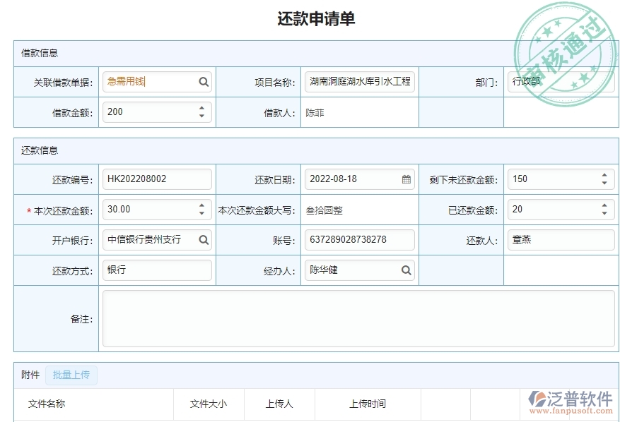 三、泛普軟件-弱電工程企業(yè)管理系統(tǒng)的還款申請(qǐng)列表的管控點(diǎn)及作用