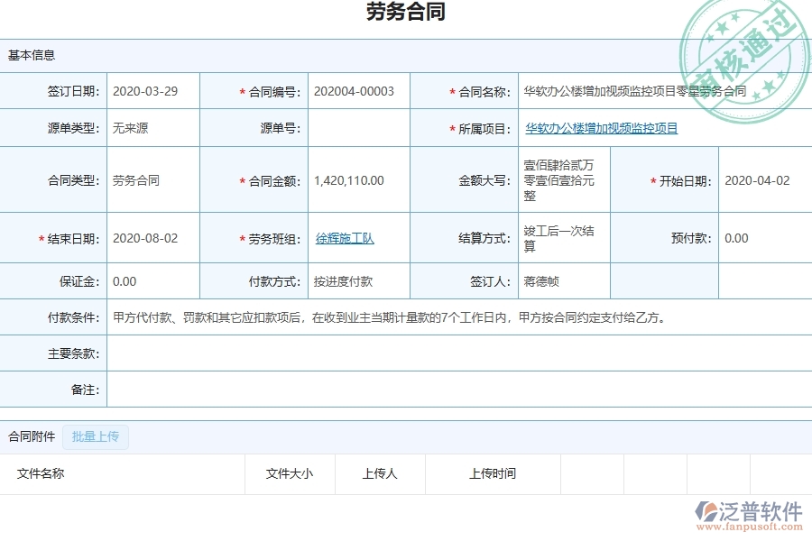 三、泛普軟件-園林工程管理系統(tǒng)中勞務(wù)合同報表的注意事項