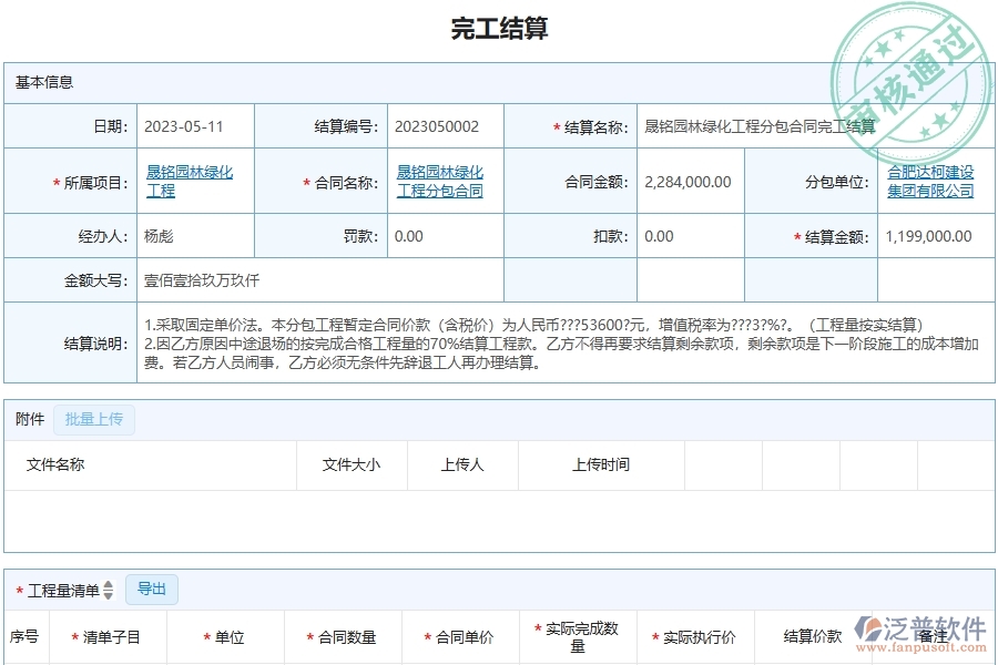 三、泛普軟件-園林工程管理系統(tǒng)中分包完工結(jié)算的注意事項(xiàng)