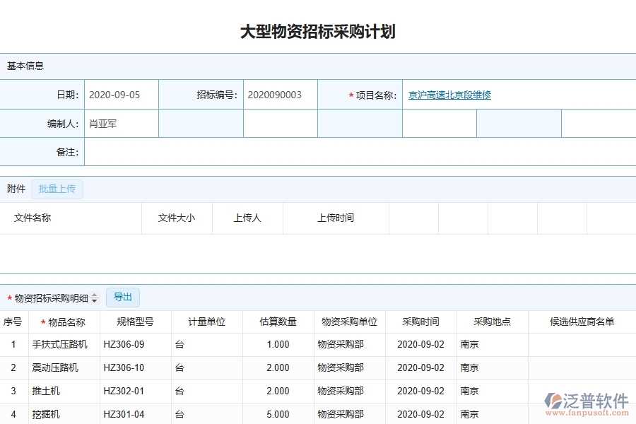 泛普軟件-路橋工程管理系統(tǒng)中大型物資招標(biāo)采購計(jì)劃的注意事項(xiàng)