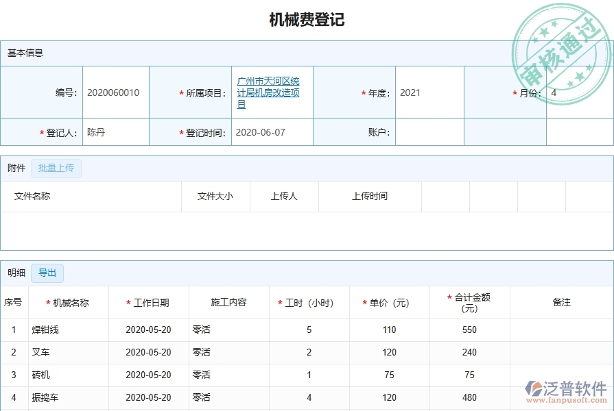 二、泛普軟件-弱電工程企業(yè)管理系統(tǒng)中的機(jī)械費(fèi)管理的主要內(nèi)容