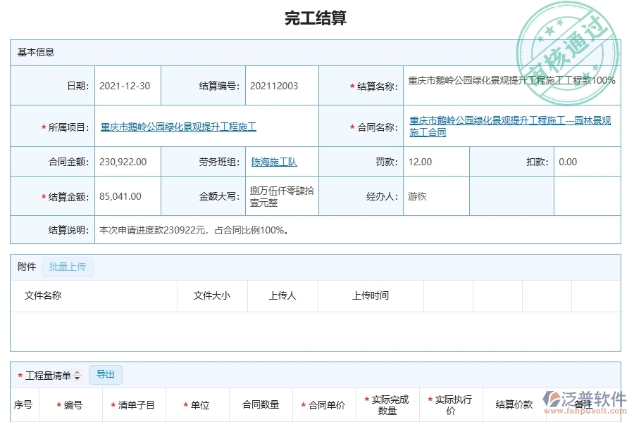 泛普軟件-市政工程企業(yè)管理系統(tǒng)中勞務完工結算的管控點及價值