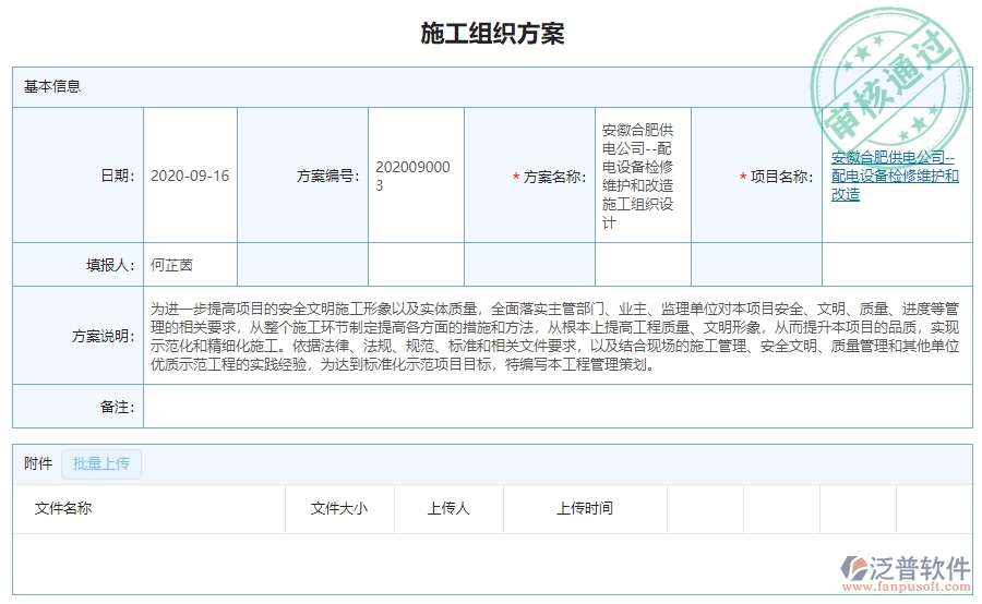 三、泛普軟件-機(jī)電工程企業(yè)管理系統(tǒng)中施工組織方案列表的核心功能