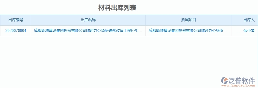 二、泛普軟件-機(jī)電工程項(xiàng)目管理系統(tǒng)在材料出庫(kù)的方案