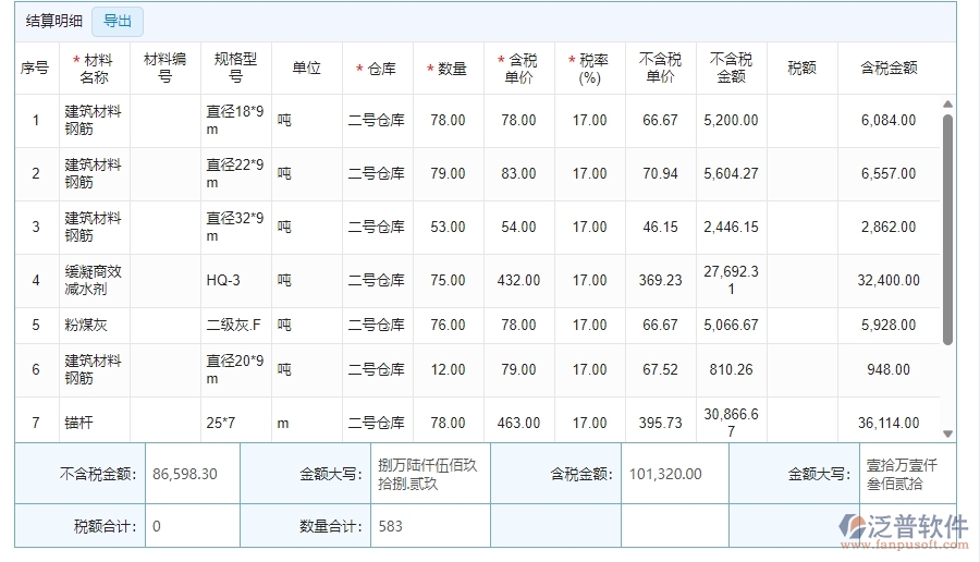 四、泛普軟件材料結算明細查詢管理在機電工程企業(yè)中使用的優(yōu)點
