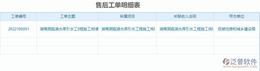二、泛普軟件-幕墻工程企業(yè)售后工單明細(xì)表管理系統(tǒng)的管控點(diǎn)