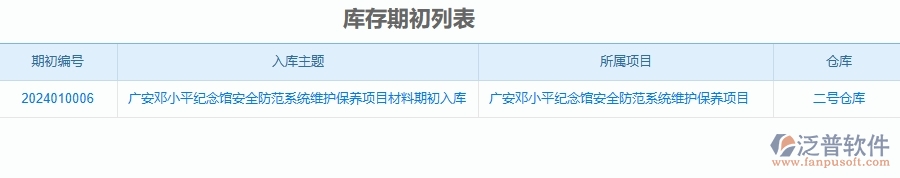 二、泛普軟件-安防工程企業(yè)管理系統(tǒng)如何有效提升庫(kù)存期初的管理