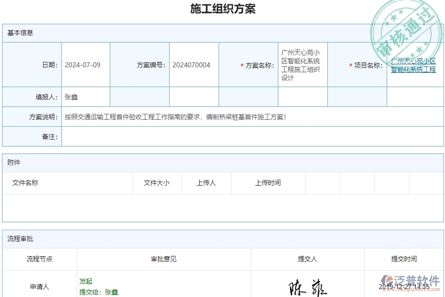 二、泛普軟件-安防工程行業(yè)業(yè)管理系統(tǒng)中施工組織方案查詢(xún)管理的亮點(diǎn)