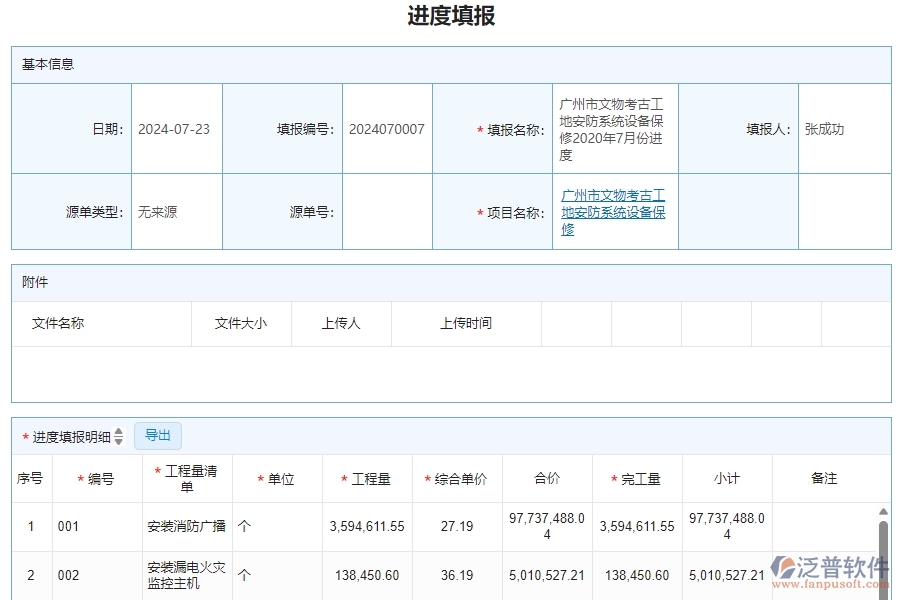 三、安防工程企業(yè)系統(tǒng)中使用泛普軟件進(jìn)度填報(bào)管理的優(yōu)點(diǎn)
