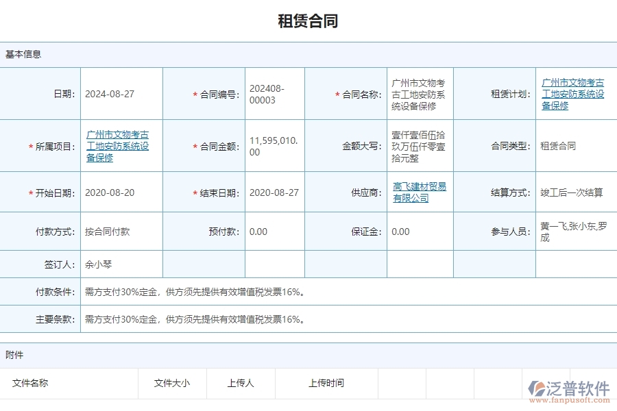 三、泛普軟件-安防工程企業(yè)在租賃合同報表中需要注意哪些問題