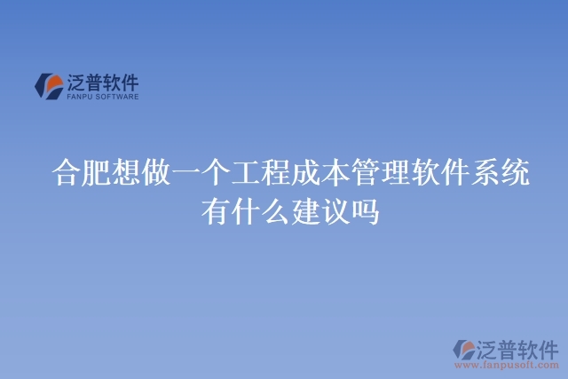 合肥想做一個工程成本管理軟件系統(tǒng)，有什么建議嗎