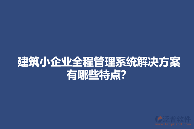 建筑小企業(yè)全程管理系統(tǒng)解決方案有哪些特點？